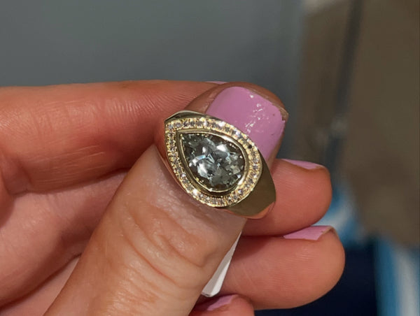Green Amethyst Pear Ring