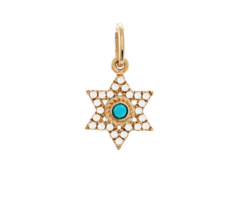 Turquoise Jewish Star Charm