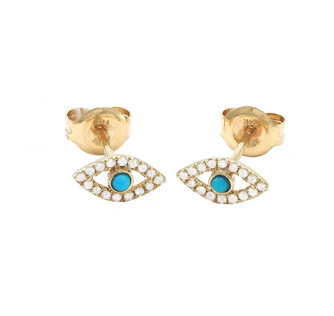 Turquoise and Diamond Eye Studs