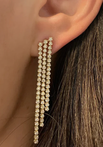3 row diamond drop earrings