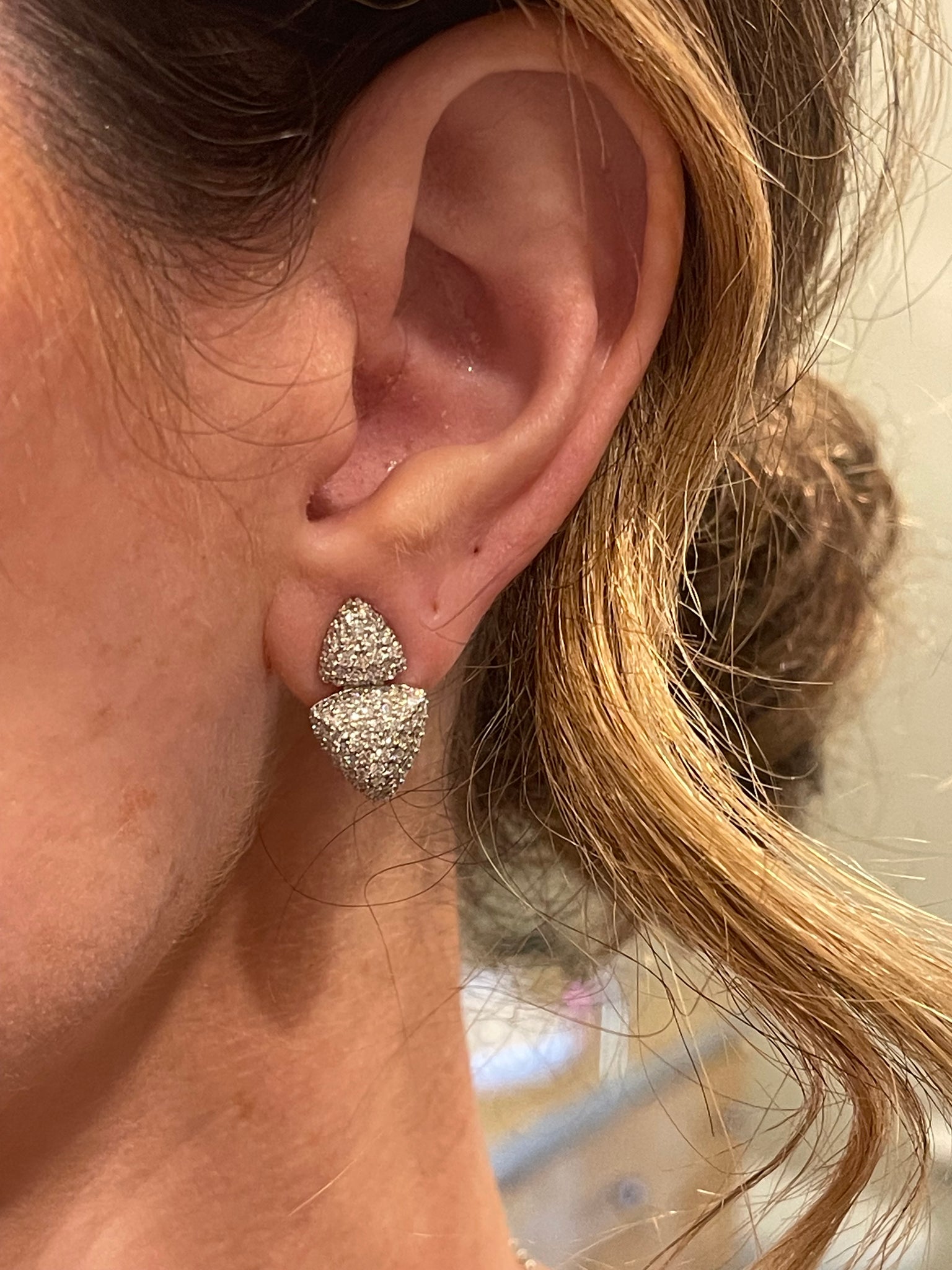 Dbl Pave Diamond Earrings