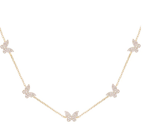 Diamond butterfly station necklace