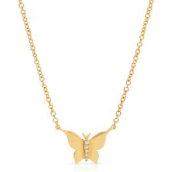Gold with Diamond Butterfly Necklace