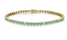 Turquoise and Diamond Tennis Bracelet