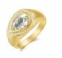 Green Amethyst Pear Ring