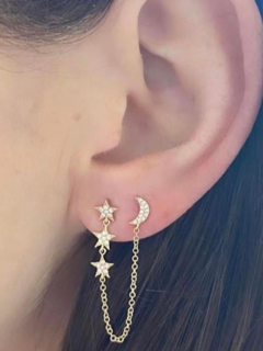 Star and Moon Chain Earring