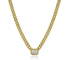 Bezel Set Diamond on Cuban Chain