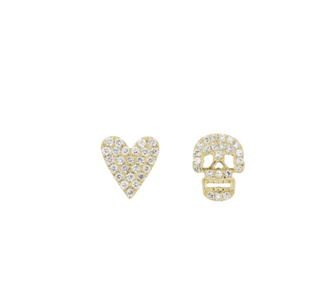 Heart Skull Studs