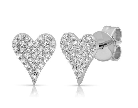 Mini Pave Heart Studs (Single)