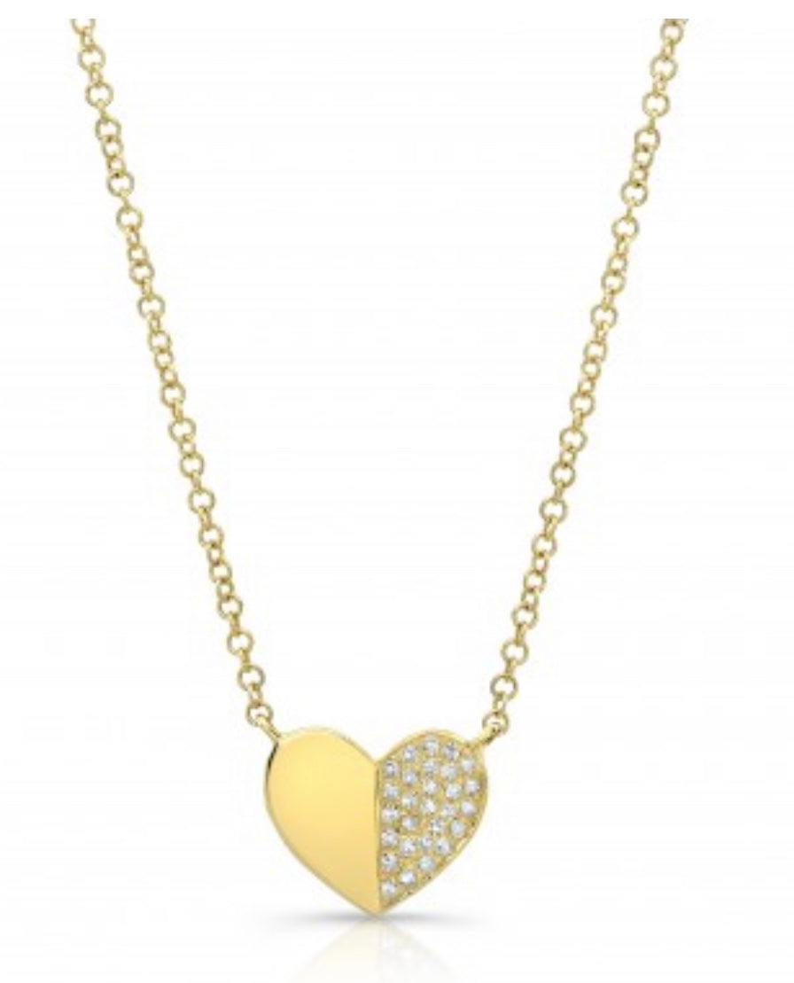 1/2 Pave mini heart necklace